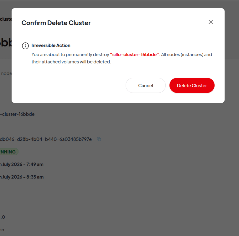 nke delete cluster img
